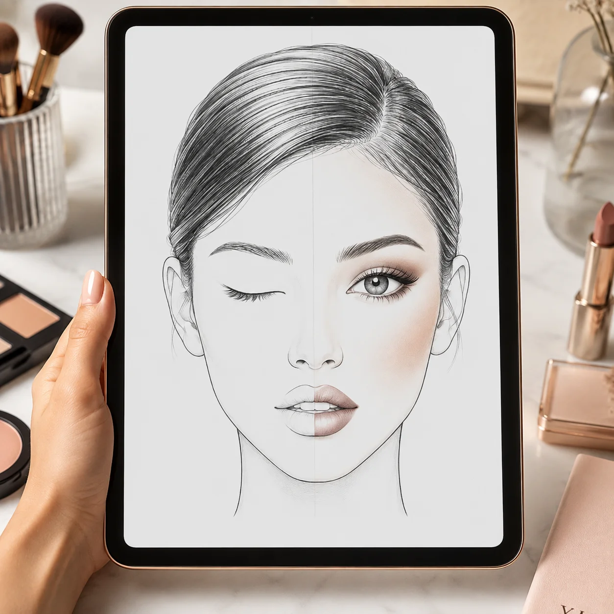 Face chart abierto en una tablet